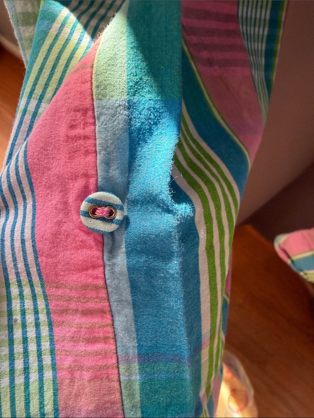 *Vintage* PINK Victoria's Secret Pastel Plaid Pajama Pants with Pink Drawstring - Picture 4 of 6